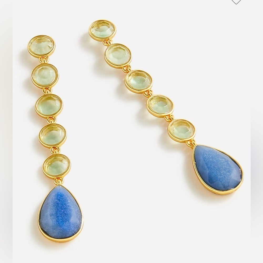 J.CREW-Mixed-stone drop earrings-blue/gold-NWT - Picture 9 of 9